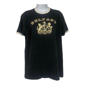 Fruit Of The Loom Belfast Graphic T-Shirt Black/Gold Size L Unisex